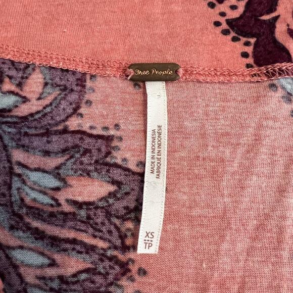 Free People Top Womens XS Pink‎ Floral Maui Wowie Boho Whimsical Flowy Festival - Picture 7 of 12